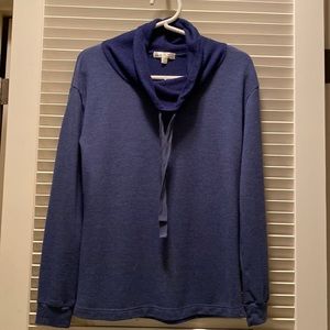 Pullover shirt with drawstring around neckline